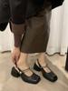 Sapatos Quadrados de Couro Estilo Francês com Senso de Cor, Sapatos Mary Jane Retro para o Trabalho com Salto Grosso, Sandálias Fechadas na Frente com Parte Traseira Aberta, em Estoque