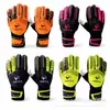 Guantes de portero de fútbol multicolor, látex natural, antideslizantes, protección de muñeca trasera de PU, correa ajustable, guantes de portero