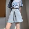 Pantalones de Trabajo de Estilo Americano Lavados de Tres Puntos de Pierna Ancha para Mujer, Verano Delgados Sueltos de Cintura Alta Adelgazantes Versátiles Deportivos Casuales Shorts