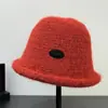 Sombrero de Pescador de Lana de Alta Calidad para Otoño e Invierno, Sombrero de Cubo Cálido de Punto para Mujer, Estilo Coreano, Temperamento, Logo Pequeño, Color Sólido