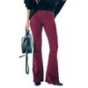 Amazon transfronterizo otoño e invierno mujeres color liso cintura alta ajustados micro acampanados pantalones pana cintura elástica casual fabricantes