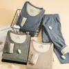Traje de ropa interior térmica para hombre y mujer cuello redondo ropa de otoño pantalones largos ropa cálida para hombre otoño e invierno