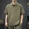 2025 Nueva Camisa Polo de Manga Corta con Cuello Camisero para Hombre de Verano Delgada Fresca Holgada Talla Grande Camisa Casual de Media Manga