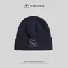 Moda Outono e Inverno Bordado Feminino Tendência Coreana Versátil Quente Gorro Esportes de Esqui ao Ar Livre Chapéu de Tricô