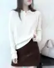 Suéter de Punto para Mujer para Otoño e Invierno, Jersey Ajustado con Cuello Solapa, Top de Manga Larga de Color Sólido, Suéter Sencillo y Versátil para Mujer