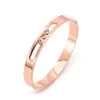 Pulsera de acero inoxidable de tres correderas con diamantes, de moda europea y americana, para mujer, simple, elegante, pulida, con diamante móvil