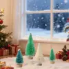 Nova Mini Árvore de Natal de Seda de Sisal Micro Paisagem de Natal Enfeites de Janela de Mesa Árvore de Sisal Simulada Mergulhada em Neve