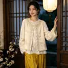 Calidad garantizada, seda, reductor de edad, chaleco estilo chino nuevo para madres, camiseta interior retro, pantalones de pierna ancha, conjunto de tres piezas