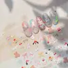Pegatinas Estereoscópicas de Uñas Nuevas y Coloridas de Oso Gato Lindo de Dibujos Animados Lazo Pegatinas para Uñas DIY Teléfono Móvil Taza de Agua