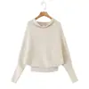 Ropa Tallas Grandes para Mujer Runqi busca nuevos suéteres 9615 cuello alto suave cintura plisada manga murciélago