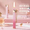 Encendedor Inflable de Tira Fina con Gradiente de Red Aleación de Zinc Encendedor Electrónico Pequeño y Conveniente Llama Abierta Regalo Creativo para Novia