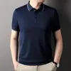 Camisetas Masculinas de Manga Curta Respiráveis Verão 2026 Novo Estilo Seda Gelada Sem Costura Alta Qualidade Casual Gola Polo Camiseta Polo para Homens