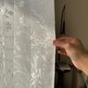 Cortina de Gaze Sombra de Galho de Lua Estilo Francês Cortina de Gaze Fio Oco Antigo Cor Creme Cortina de Gaze de Luz e Sombra Fio Dupla Camada para Sala de Estar e Quarto