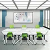 Mesa de Treinamento e Cadeira Combinadas Dobráveis Mesa Trapezoidal Móvel Mesa de Conferência de Emenda Sala de Aula Inteligente Mesa Hexagonal Dobrável