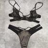 Nuevo sujetador de encaje sexy ultrafino con copa moldeada, con aro de acero, top sexy de tentación, tanga, traje de sujetador