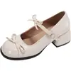Zapatos de Cuero con Plataforma de Tacón Grueso y Punta Redonda con Lazo Dulce Chuyuji para Mujer, Nuevos de Primavera 2026 Estilo Francés Zapatos Mary Jane Plateados