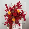 Nuevos arreglos florales de piso para bodas, arreglos florales decorativos para pasarela en T, arreglos florales para pasillo, decoraciones de fondo para escenario de boda, flores artificiales, arreglos florales simulados