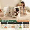 Tablero de fieltro reversible de doble cara para reconocimiento de frutas y verduras, reconocimiento bilingüe de imágenes de frutas y verduras, pantalla educativa de despegar y pegar para niños pequeños