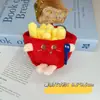 Chaveiro de Pelúcia Fofo de Desenho Animado Batata Frita Hambúrguer Cachorro-Quente Pequena Boneca Pingente Boneca Mochila Acessórios para Bolsa Escolar