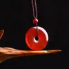 Colgante de Ágata Roja y Calcedonia con Hebilla de Paz, Colgante de Calcedonia para Parejas, Ágata Roja del Año Zodiacal Ojo de Rohan Jade