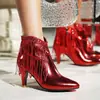 Botines de mujer estilo Martin transfronterizos con punta fina, suela de goma, cremallera lateral, botines versátiles de tacón alto, botas de mujer de talla grande para otoño e invierno
