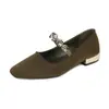 2025 Verão Sola Macia Moeda de Ouro Quadrada Bico Sapatilhas Rasas Femininas Mary Jane Tamanho Grande Sapatos Individuais Sapatos Femininos Resistentes ao Desgaste