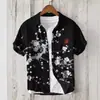 Camisa Hawaiana con Estampado de Vida Marina Transfronteriza para Hombre de Verano Transpirable de Manga Corta Absorbente de Sudor Solapa Transpirable y Absorbente de Sudor