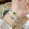 Nuevo Estilo Jade Azul Natural de Agua Calabaza de la Fortuna Verde Sol Incrustaciones Nuevo Estilo Chino Pulsera para Mujer Moderna Lujo Ligero Versátil