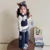 Conjunto de Primavera 2026 para Meninas Policial Coelho Desenho Animado Infantil Macacão Duas Peças Roupas de Primavera e Outono para Bebês