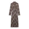 Ropa de Mujer Transfronteriza de Estilo Europeo y Americano Nueva Vintage a Cuadros Bolsillo Decorativo Camisa de un Solo Botón Estilo Ajustado Vestido Largo