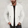 Nueva Chaqueta Abrigo Casual de Invierno para Hombre Amazon Transfronterizo Color Sólido Bolsillo con Cremallera Manga Larga Fabricante Venta al por Mayor