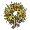 Corona de Girasoles Artificiales Transfronteriza Flores Falsas Amazon Flores Artificiales Decoración de Lágrima para Primavera y Verano Colgante de Puerta Pared Decoración de Pared
