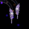 Pendientes de Temperamento Lujo Ligero de Alta Gama Gotas de Agua Borla Diseño Nicho Zircón Brillante Incrustado Pendientes Alas de Ángel
