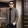 Jaqueta de couro Haining, nova coleção primavera/outono, jaqueta business casual masculina estilosa e versátil com gola de lapela, feita de pele de carneiro