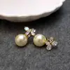 Elegantes Pendientes de Lazo con Circonita y Perlas, Pendientes Únicos de Lujo Ligero con un Toque de Alta Gama para Mujer