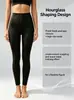 Calça Legging de Yoga Botões de Cintura Alta para Mulheres, Aperta a Cintura, Levanta o Bumbum, Justa ao Corpo, Elástica, Esportiva, Popular na Europa e América