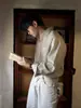 Camisa listrada de manga comprida masculina, estilo coreano, início do outono, textura de alta qualidade, design de nicho, camisa casual, não passável, drapeada