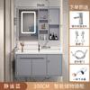 Gabinete de Baño de Madera Maciza de Roble Combinación de Lavabo Integrado de Cerámica Luz de Lujo Moderna Simple Inteligente Lavabo de Baño Producto Nuevo