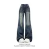 Jeans Retro Lavado Americano Plus Size Micro Flare Feminino 2026 Novo Estilo Quente de Outono Cintura Alta Calças Flare Não Apertadas na Perna