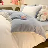 Ins terciopelo de leche juego de cuatro piezas color sólido dos tonos doble cara forro polar funda nórdica sábana de forro polar para bebé franela juego de tres piezas para dormitorio