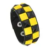 Pulsera Punk Cuadrada con Remaches para Hombre, Moda Europea y Americana, Estilo Callejero Negro y Amarillo, Pulsera para Discoteca Halloween, Pulsera Sencilla de Cuero