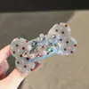 Pinza para el pelo de estilo coreano, dulce y linda, de lunares y hueso, pinza de cocodrilo con cristales brillantes y flores, para peinados de media coleta en la parte trasera de la cabeza, fácil de usar