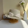 Sombrero de Paja con Lazo de Copa Plana para Mujer, Estilo Japonés, Nuevo Modelo de Verano, Sombrero de Viaje para Playa, Sombrero con Protección Solar, Sombrero Tejido de Paja