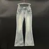 Jeans Flare Azul Claro Retro Coreano Novo Verão 2026 para Mulheres, Calça Flare Versátil de Cintura Alta com Caimento Slim