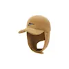 Gorra de Béisbol Cálida Protectora para los Oídos con Impresión de Logo Personalizado, Gorra Estilo Lei Feng para Mujer Otoño e Invierno, Gorra de Punto, Personalización en Pana