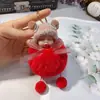 Lindo suave llavero de muñeca linda creativo accesorios de flor eterna de piel de conejo Rex colgante para bolsa de coche pequeño regalo al por mayor