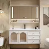 Lavabo pastoral simple estilo francés y combinación de mueble de baño, mueble de lavabo de baño integrado