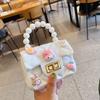 Bolsa de Gelatina Fofa de Desenho Animado Infantil Meninas Porta-Moedas de Silicone Bolsa Transversal Mini Bolsa de Mão de Pérola para Menininha