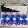 Flores Preservadas 4-5cm Rosas de Gradiente Colorido Caja de Dos Tonos Flores Personalizadas al por Mayor Deslumbrantes