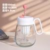 Copo de Água de Vidro Personalizado de Alta Qualidade para Uso no Escritório e em Casa, Xícara de Chá de Flor com Canudo, Copo com Alça Portátil, Copo de Presente Publicitário